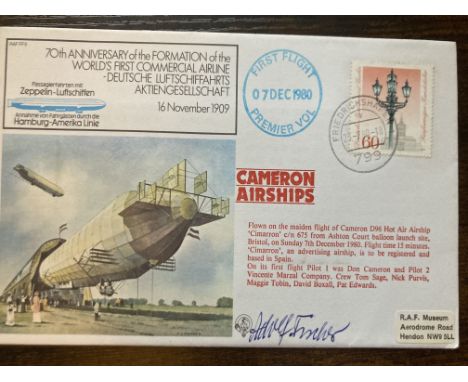 Hindenberg Zeppelin survivor Adolf Fischer Signed RAF FF18 Zeppelin First Flight Cover. Adolf Fischer was born on August 6th,