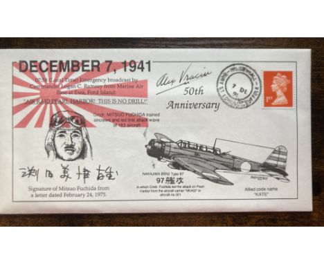 WW2 US Ace Alex Vraciu signed 1991 Pearl Harbour Raid cover 50th ann rare. Good condition. All autographs come with a Certifi