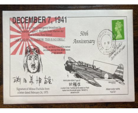 WW2 US Ace Lt Col Norman Fortier DFC signed 1991 Pearl Harbour Raid cover 50th ann rare. Good condition. All autographs come 