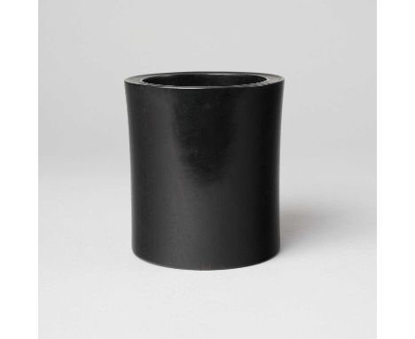 A CHINESE ZITAN CYLINDRICAL BRUSHPOT, BITONGQING DYNASTY OR LATER12cm.Of slightly waisted cylindrical form, the base with a c
