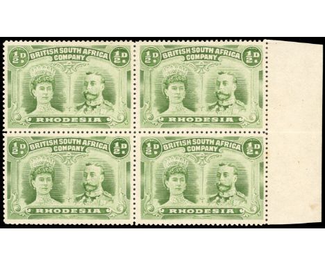 ½d apple green perf 15 marginal block of four, positions 59-70. &nbsp;Large part o.g., lower left stamp unmounted. &nbsp;Fine