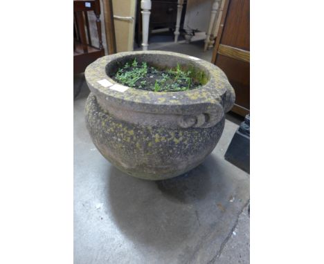 A Compton Pottery terracotta garden urn, 37cms h x 45cms d 