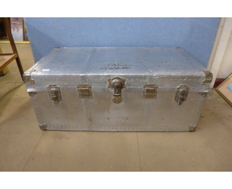 A metal travelling trunk 