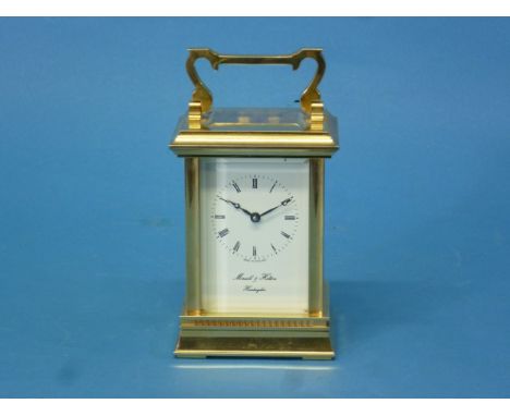 A brass four-glass Carriage Clock by Morrell &amp; Hilton, Huntingdon. 