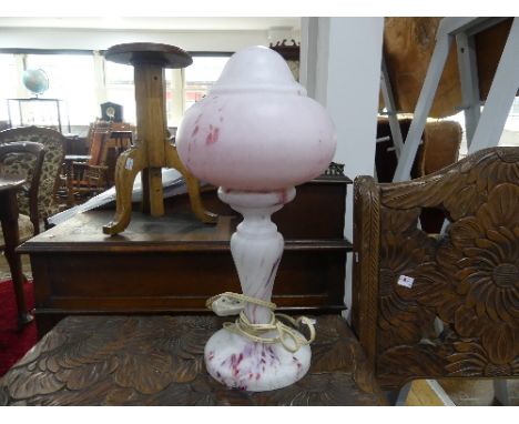 An interesting retro Pink Glass Lamp,&nbsp;of mushroom form, 17in (42cm) tall. 