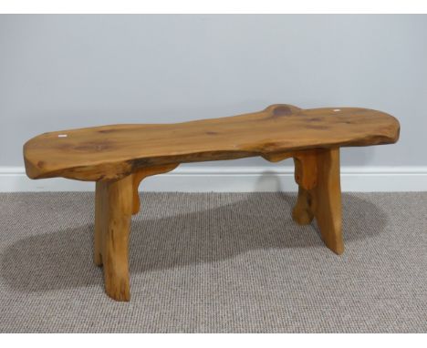 A craftsman-made wooden bench in Naturalistic style, 48in (122cm) long 