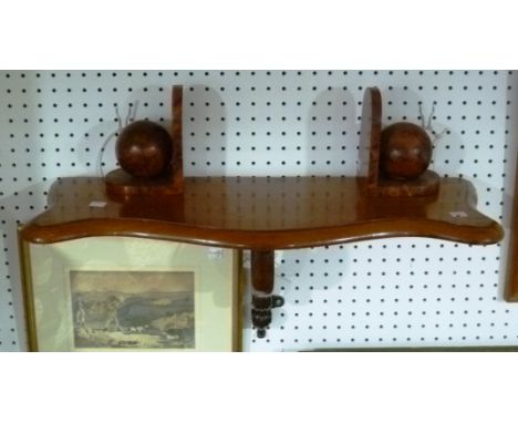 A Victorian mahogany wall Bracket, of shaped rectangular form with central scrolled support, 27in (68.5cm) wide, together wit