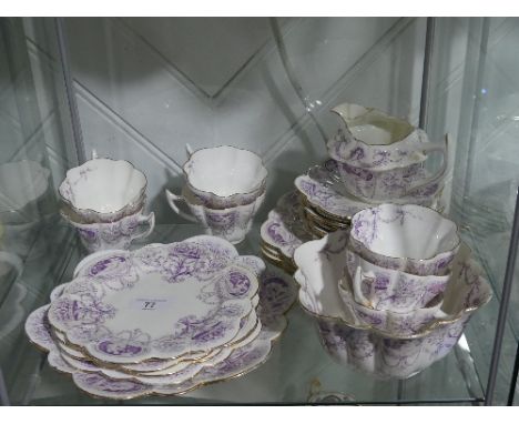 A Foley China '5038' Pattern part Tea Service, in the 'Snowdrop Shape', comprising eight Plates, eight Saucers, seven Teacups