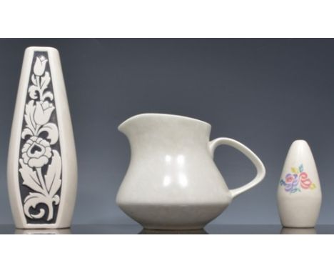 Poole pottery fluted cylindrical vase, 20cm and a collection of Poole pottery.
