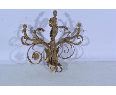 Victorian brass hanging oil lamp, with an opaque shade, framed length, 65cm and other light fittings (4 boxes).