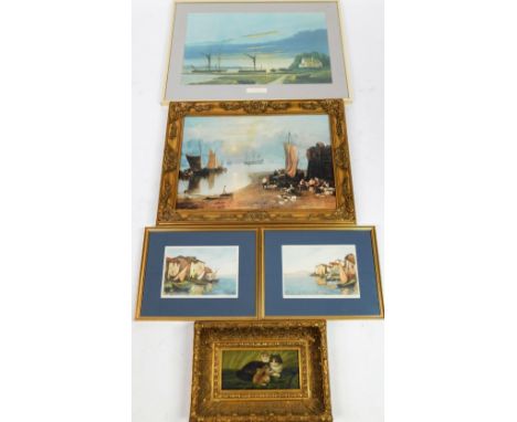 After Burton. Morning Light, Pin Mill print and various others, seascape, 49cm x 69cm, etc. (a quantity)