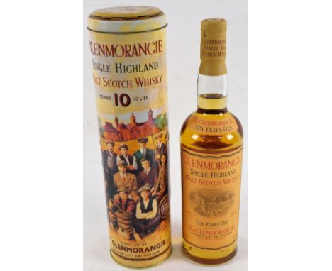 A bottle of Glenmorangie Single Malt Scotch Whisky, 10 year old, 70cl, bottled in tin.