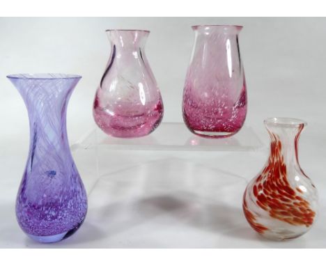 Various Caithness glass, etc, vase in swirl purple, clear and white colours, 15cm H, etc. (4)