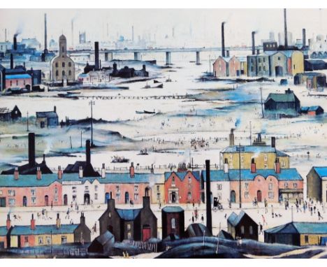 After Lowry. Industrial Landscape-1950, print, 39.5cm x 49cm. 