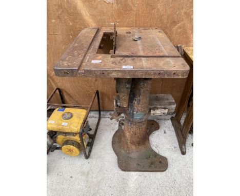 A VINTAGE CAST IRON 'ROBERT KELLY &amp; SONS LTD' SAW TABLE 