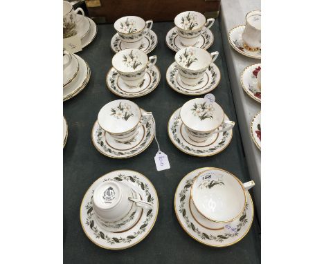 EIGHT VINTAGE ROYAL WORCESTER 'BERNINA' CHINA CUPS AND SAUCERS 