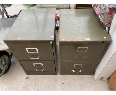 TWO VINTAGE METAL TWO DRAWER FILING CABINETS 