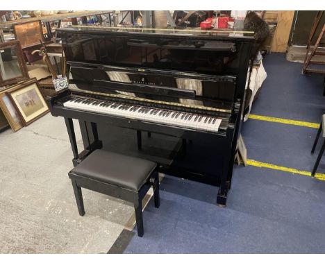 A STEINWAY AND SONS UPRIGHT PIANO - NUMBERED 600732 - BELIEVED MANUFACTURED IN 2015 COSTING IN EXCESS OF 35K, VERY LITTLE USE