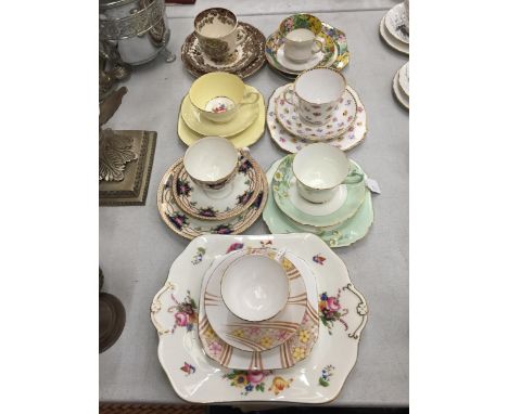 A QUANTITY OF CHINA TRIOS TO INCLUDE PARAGON, ROYAL STAFFORD 'ROSE PANSY', TUSCAN, ROYAL WORCESTER PALISSY 'GAME SERIES', CAK