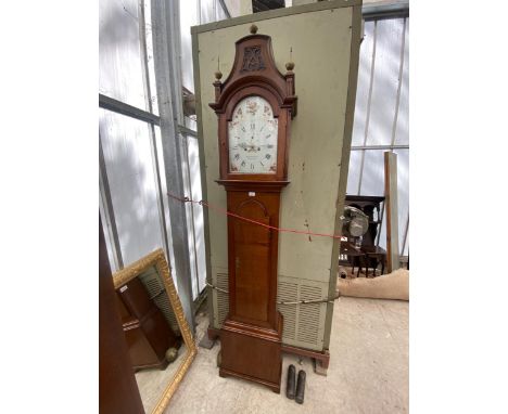 A 19TH CENTURY OAK EIGHT-DAY LONGCASE CLOCK WITH PAINTED ENAMEL FACE BY REDOLPHUS PRECE, HEREFORD 