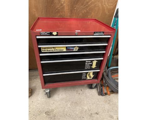 A HALFORDS FIVE DRAWER TOOL CHEST WITH FOUR WHEELED BASE 