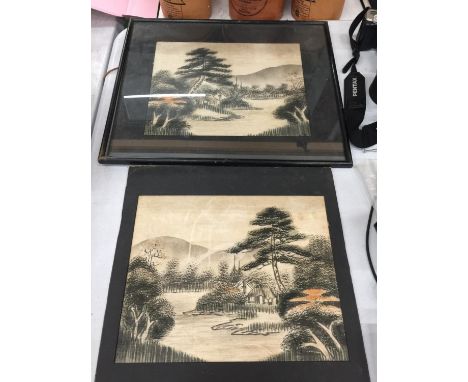 TWO 1920'S RARE JAPANESE SILK PRINTS, ONE FRAMED 