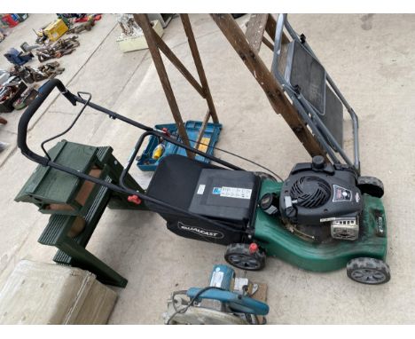 A QUALCAST PETROL ENGINE LAWN MOWER 