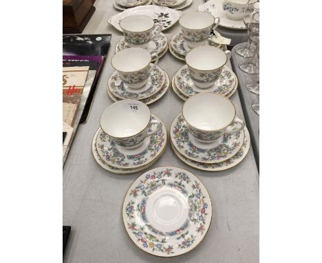 SIX ROYAL WORCESTER CHINA CUP, SAUCER AND PLATE TRIOS 
