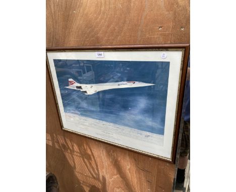 A LIMITED EDITION PRINT OF 'CONCORDE-THE FINAL FAREWELL' 49/500 PENCIL SIGNED BY MARK A WHITE 