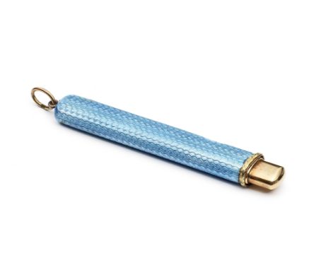 A Gold and Enamel Pencil HolderFabergé, with partial workmaster's mark, St. Petersburg, 1908-1917oblong, with rounded end and