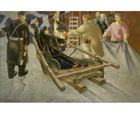 Vladimir Ovchinnikov (Russian, 1941-2015)'Final rehearsal (Boyar woman Morozova)' signed in Cyrillic and dated '95'; inscribe