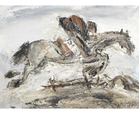 Anatoly Slepyshev (Russian, 1932-2016)Hunter signed with Cyrillic initials and dated '86' (lower right); further inscribed in