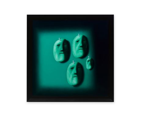 Oleg Tselkov (Russian, born 1934)Four masks in green signed in Latin on the stretcher bar, dated '1988' and inscribed 'collec