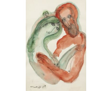 Vadim Abramovich Sidur (Russian, 1924-1986)Untitled, from the Lovers series signed in Cyrillic and dated '84' (lower left); b