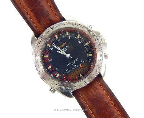 A Brietling gentleman's wristwatch Pluton 3100; numbered "A51037 40785" with a Breitling fitted circular soft case.