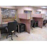 LOT OF OFFICE FURNITURE: (6) desks, (1) table, (2) file cabinets, (4) partitions, (5) chairs (Main
