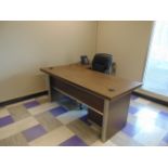 LOT OF OFFICE FURNITURE: L-shaped desk, w/ file cabinets, book case, (3) chairs (Main office)
