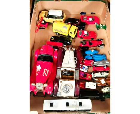 A collection of 24 unboxed diecast cars inc. Corgi and later models; 2 Burago scale model cars