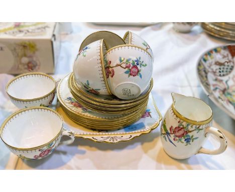 A Shelley part tea service, Parakeet design, of 20 pieces:&nbsp; 6 x cups, saucers, plates, cake plate and milk jug 