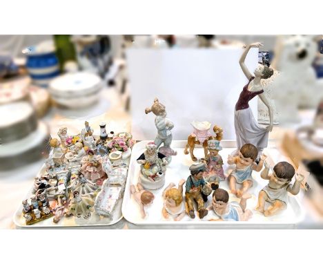 Two Nao figures and a large selection of 19th century and later miniature china; etc. 