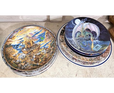 8 Wedgwood Christmas and other collector's plates; 4 Royal Worcester Dragon of the 4 Realms plates and two other plates 