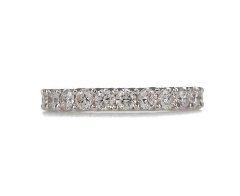 DIAMOND HALF ETERNITY RING,the round brilliant cut diamonds totalling approximately 1.00 carat, in eighteen carat white gold,