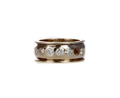 DIAMOND RING,set with six round brilliant cut diamonds, one missing, totalling approximately 0.48 carats, unmarked, size L, 1
