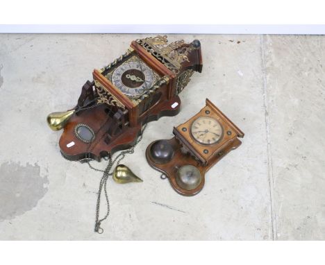 W.E Watts, Nottingham 'The Thunder Alarm' wall clock together with a mahogany cased John Warmink, Dutch 'Atlas' wall clock wi