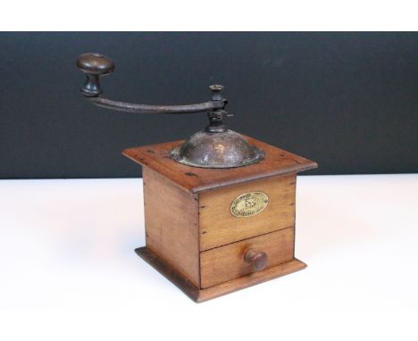 Vintage French ‘ Peugeot Freres Valentigney ‘ coffee grinder with drawer, 22cm high