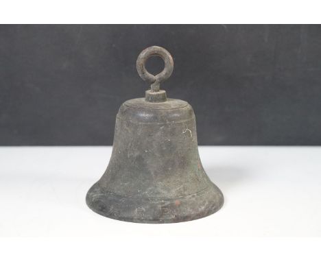 WW2 military A.R.P bronze bell inscribed J.8 39 (1939) H 15cm, W 12.5cm