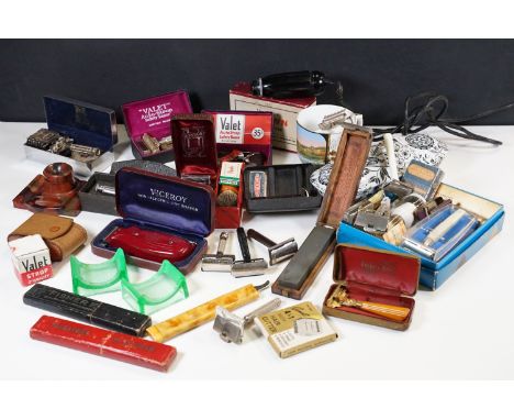 Quantity of 20th century shaving equipment to include Valet Autostrop razer, Wilkinson Sword razors, Injector razor, Ronson R