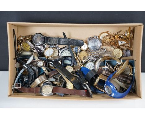 A collection of vintage and contemporary wristwatches to include quartz and mechanical examples together with a pocket watch.