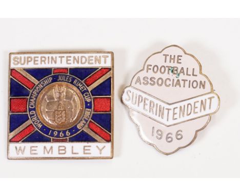 Football Memorabilia - FA Football Association Wembley World Cup 1966 Superintendent enamel badge along with The Football Ass