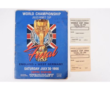 Football Memorabilia - World Cup Final 1966 England v West Germany match programme played at Wembley 30th July 1966 along wit